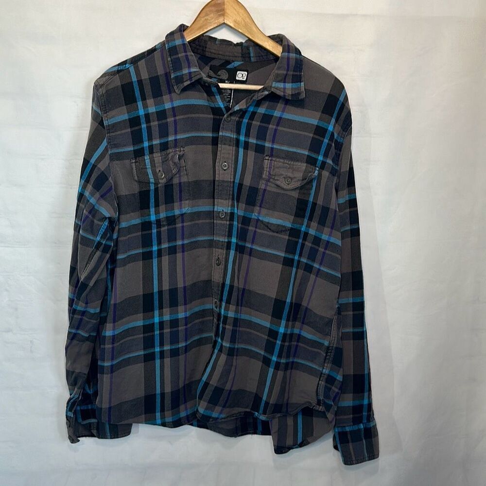 Ocean PacIfic OP Vintage Flannel Shirt Mens Size SXL XL Blue Plaid Long Sleeve